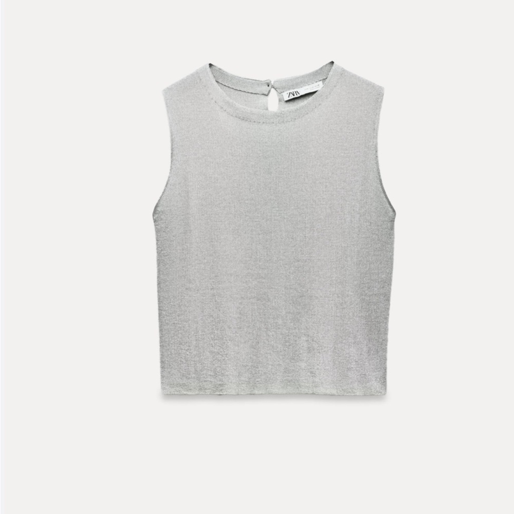 Zara Metallic Knit Sleeveless Top M - Picture 3 of 5